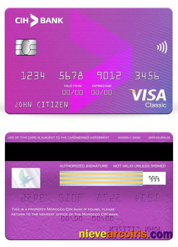 Morocco CIH bank visa classic card
